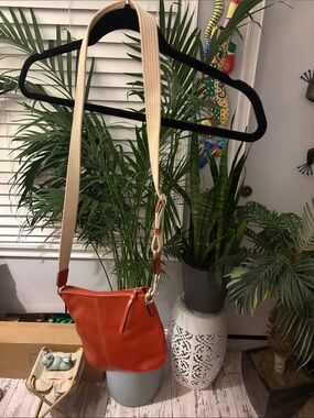 Coach Orange Crossbody with Cream Strap